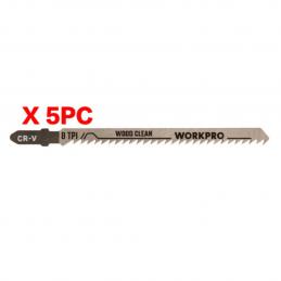 SKI - สกี จำหน่ายสินค้าหลากหลาย และคุณภาพดี | WORKPRO WP404009 Cr-V ใบเลื่อยจิ๊กสำหรับตัดไม้/T Shank - 100 มม. x 10 T (5 ชิ้น)